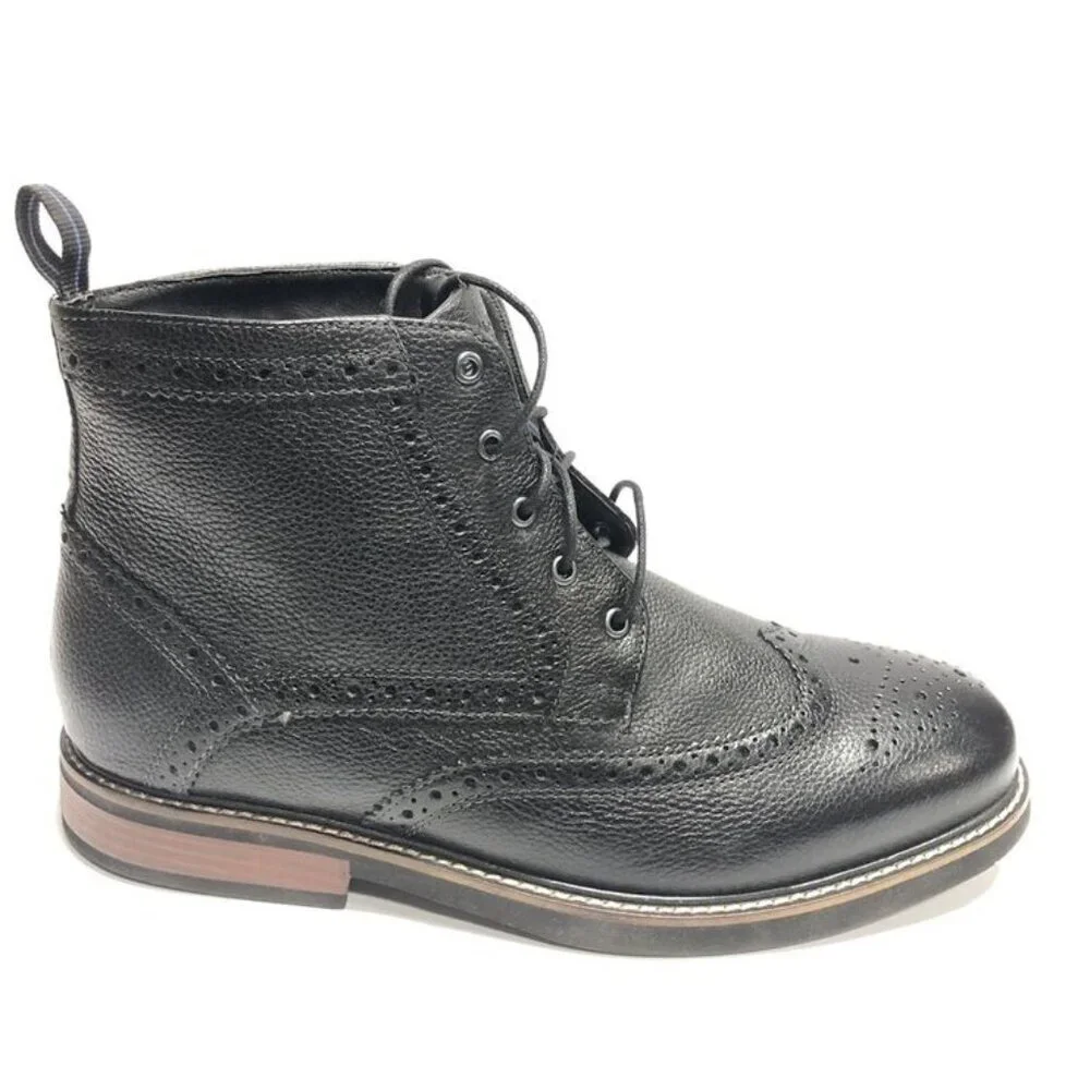 Nunn Bush Men’s Odell Wingtip, Black Leather Boots, Size 10 XW